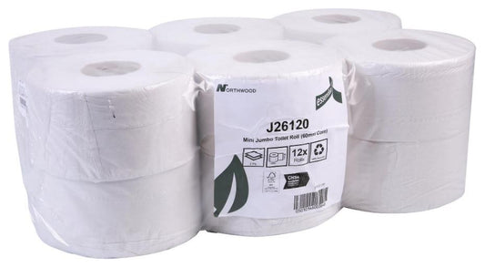 120m 2ply Mini Jumbo Toilet Roll, 12 Pack - J26120
