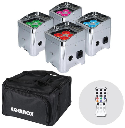 4x24W LED Portable Wireless Uplighter RGBW Bundle, Chrome - EQLED039A