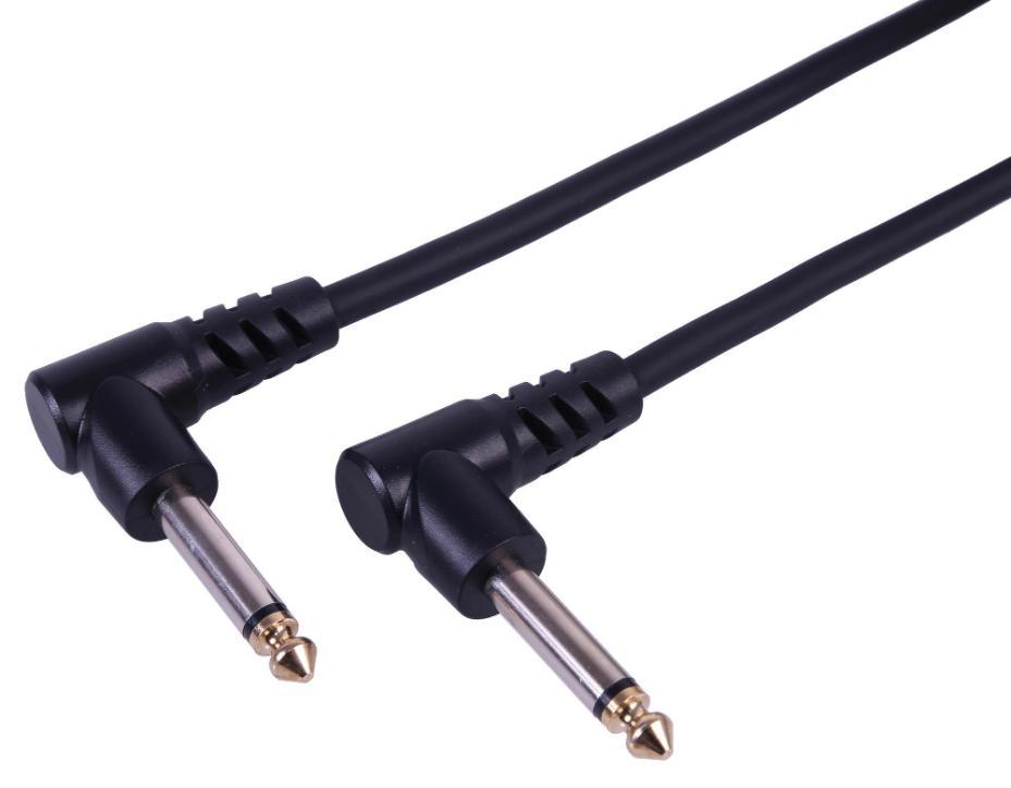 6.35mm 1/4" 90° Mono Male Jack Lead, 0.3m - PLS00709