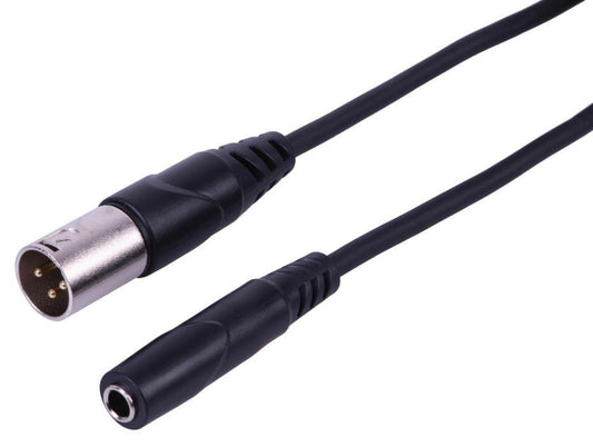 6.35mm Stereo Jack Socket to 3-Pin XLR Plug, 0.5m - PLS00802
