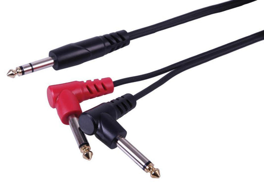 6.35mm 1/4" Stereo Jack to 2x 90° Mono Jacks Lead, 1m - PLS00808