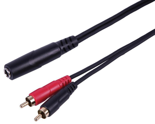 6.35mm Stereo Jack Socket to 2x RCA Phono Plugs, 0.5m - PLS00933