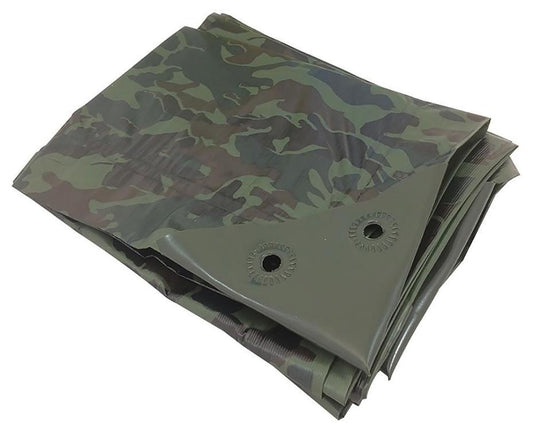4.5m x 6m Heavy Duty Reinforced Tarpaulin, Green Camouflage - 7534
