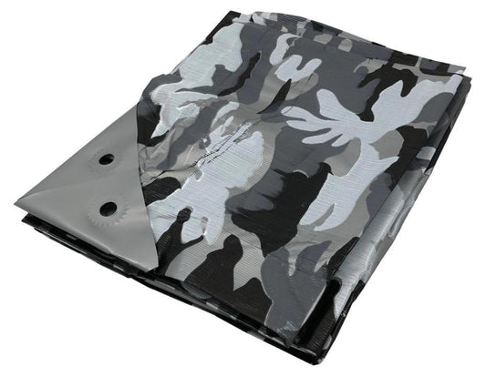 1.2m x 1.8m Heavy Duty Reinforced Tarpaulin, Grey Camouflage - 7877