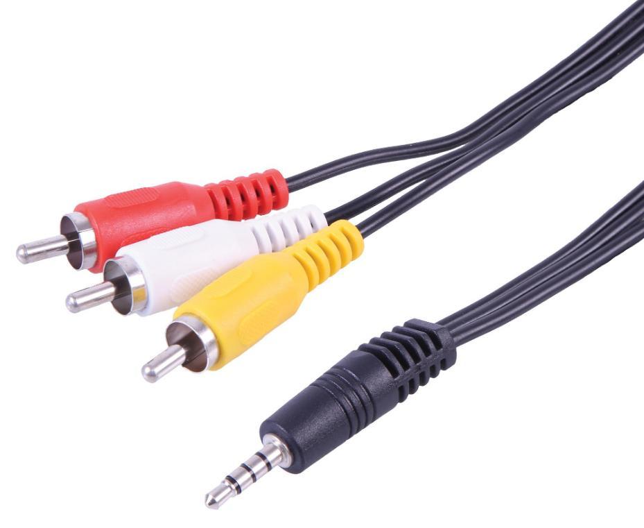 4 Pole 3.5mm Jack to 3x Phono (RCA) Lead, 5m - PSG08950