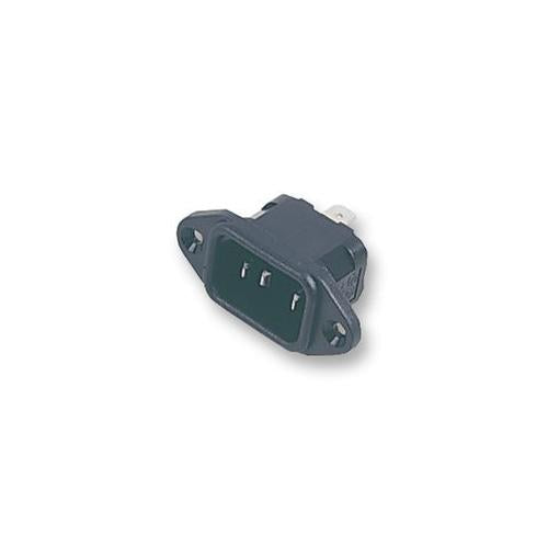 BULGIN - PX0580/63 - IEC PANEL PLUG BLACK 6.35MM TABS