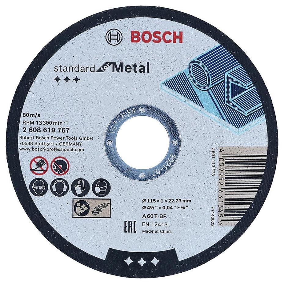 4 1/2" (115mm x 1mm x 22.23mm) Angle Grinder Metal Straight Cutting Disc - 2608619767