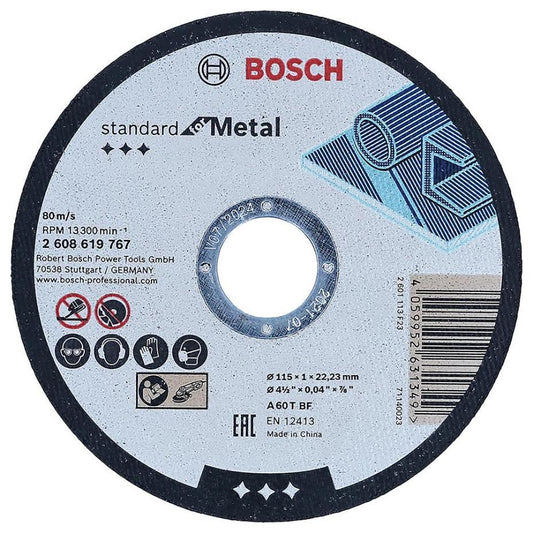 4 1/2" (115mm x 1mm x 22.23mm) Angle Grinder Metal Straight Cutting Disc - 2608619767