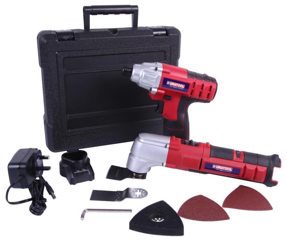 10.8V 1x 1.3Ah Li-Ion Cordless Impact Driver &amp; Oscillating Multi-Tool Kit - D03486