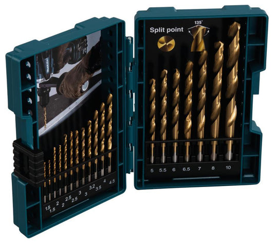 HSS-TIN Metal Drill Bit Set, 19 Piece - D-67527