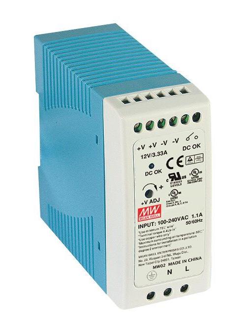 AC/DC DIN Rail Power Supply, 5V, 6A, 30W - MDR-40-5