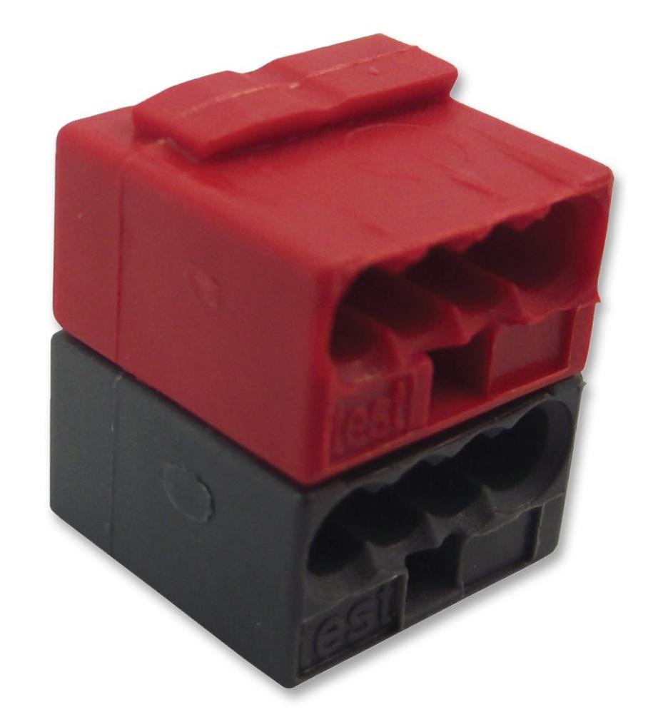 4 Way Micro Push Wire Terminal Block, Red - 243-804