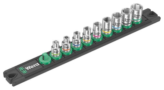 A 4 1/4" Zyklop Socket Set with Magnetic Socket Rail, 9 Piece - 05005400001