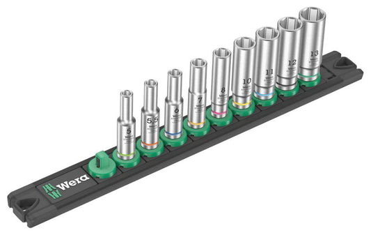 1/4" Deep Socket Set with Magnetic Socket Rail, 9 Piece - 05005410001