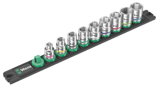 B 4 3/8" Zyklop Socket Set with Magnetic Socket Rail, 9 Piece - 05005430001