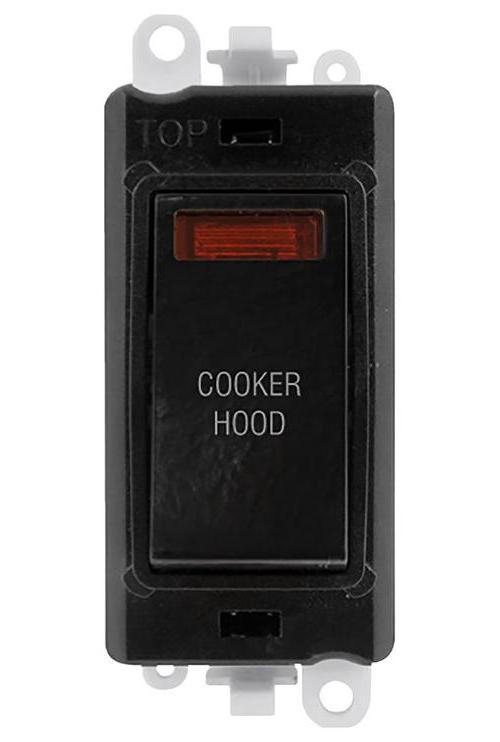 Switched Module with Neon, 20AX, Double Pole, "COOKER HOOD" - GM2018NBK-CH