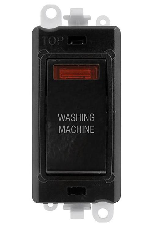Switched Module with Neon, 20AX, Double Pole, "WASHING MACHINE" - GM2018NBK-WM