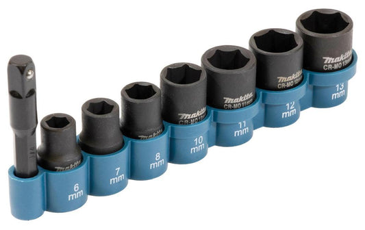 1/4" Impact Socket Set with 1/4" Adaptor, 8 Piece - E-12289