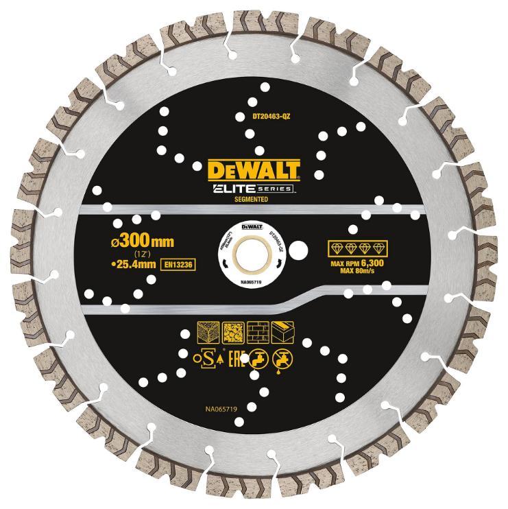 12" (300mm x 22.23mm) Elite Series All Purpose Segmented Diamond Cutting Disc - DT20463-QZ