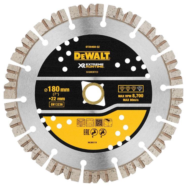 7" (180mm x 22.23mm) XR Extreme Runtime Segmented Diamond Cutting Disc - DT20468-QZ