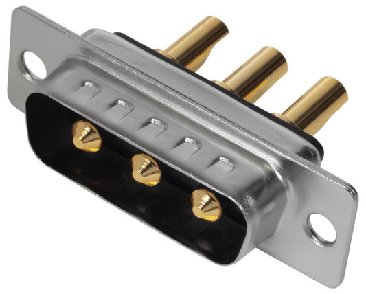 3W3 Combination Power and Signal D Sub Plug, Vertical Solder Pins, 20A - MHCDS3W3P2