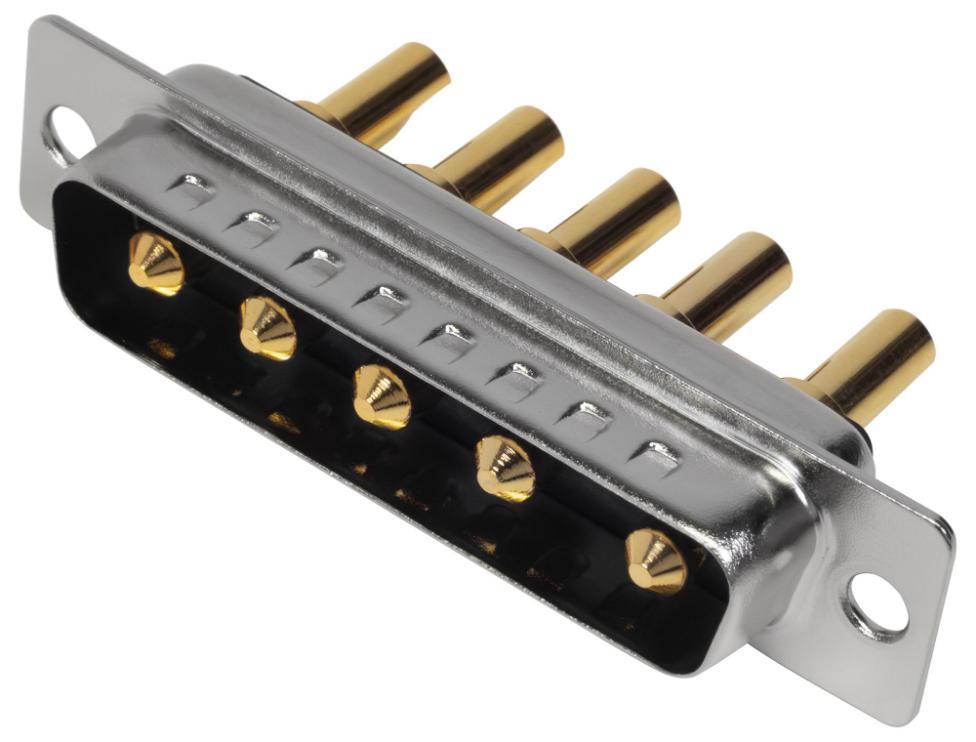 5W5 Combination Power and Signal D Sub Plug, Vertical Solder Pins, 20A - MHCDS5W5P2