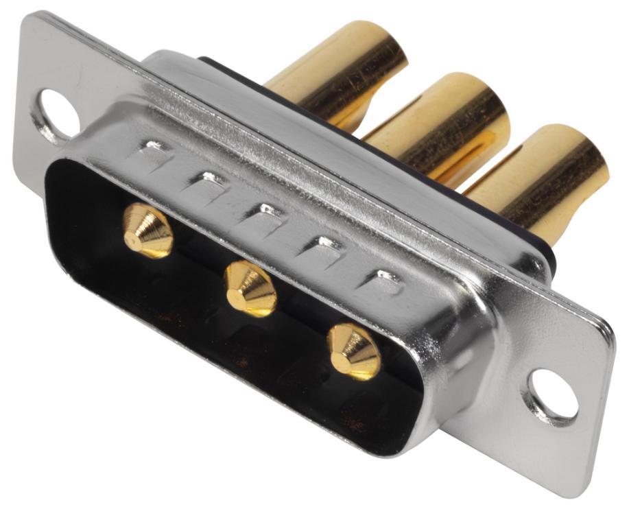 3W3 Combination Power and Signal D Sub Plug, Vertical Solder Cup, 40A - MHCDS3W3P4