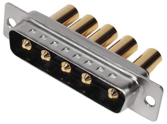 5W5 Combination Power and Signal D Sub Plug, Vertical Solder Cup, 40A - MHCDS5W5P4
