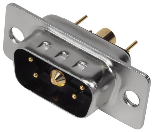 5W1 Combination Power and Signal D Sub Plug, Vertical Solder Pins, 40A - MHCDD5W1P4