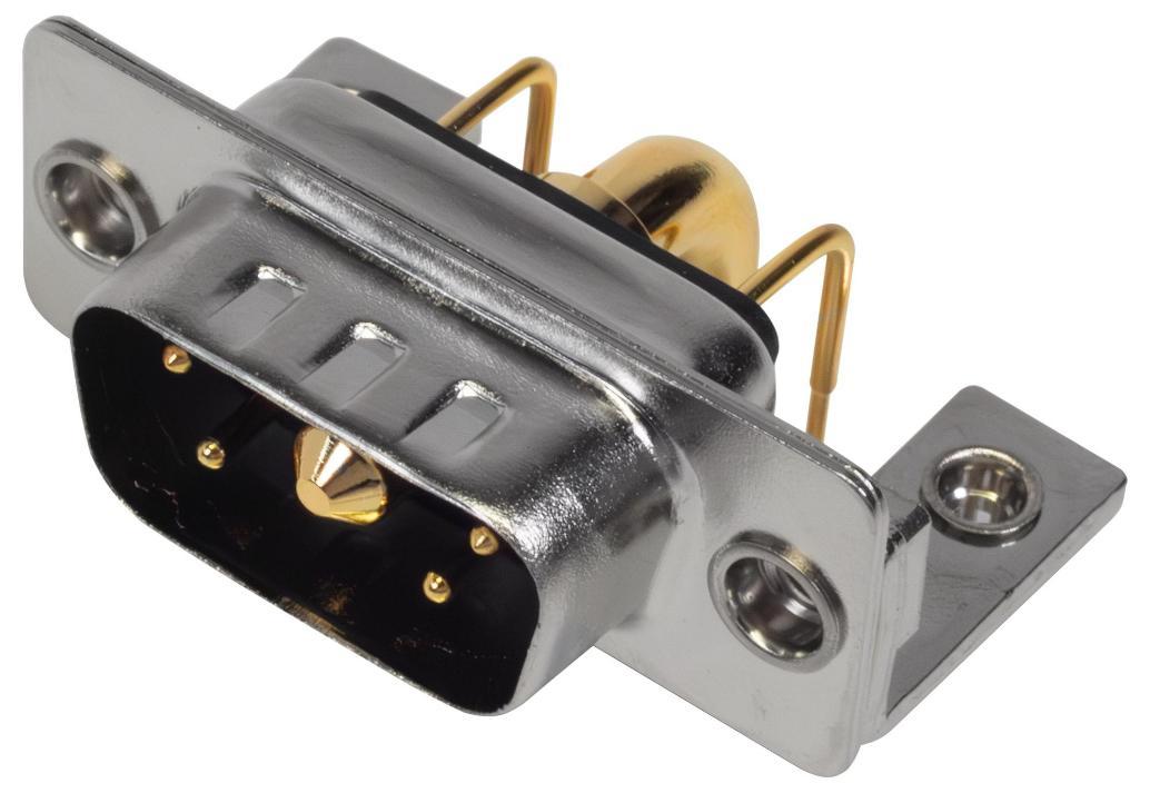 5W1 Combination Power and Signal D Sub Plug, Right Angle Solder Pins, 40A - MHCDR5W1P4