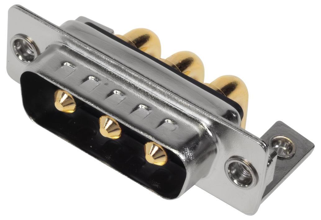 3W3 Combination Power and Signal D Sub Plug, Right Angle Solder Pins, 40A - MHCDR3W3P4