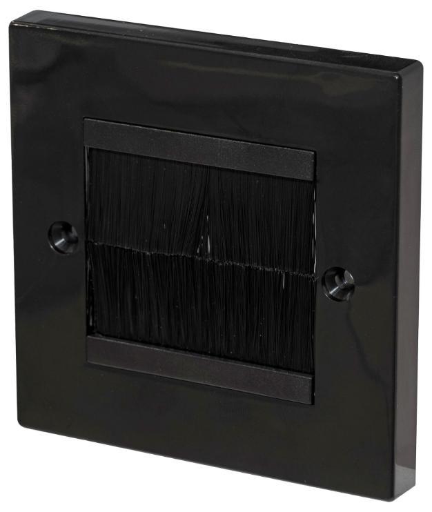 1 Gang Euro Brush Faceplate, Black Plate / Black Brush - KP2BRBKBK