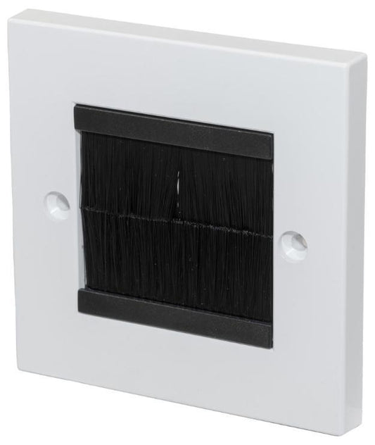 1 Gang Euro Brush Faceplate, White Plate / Black Brush - KP2BRBKWH