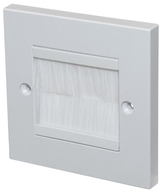 1 Gang Euro Brush Faceplate, White Plate / White Brush - KP2BRWHWH