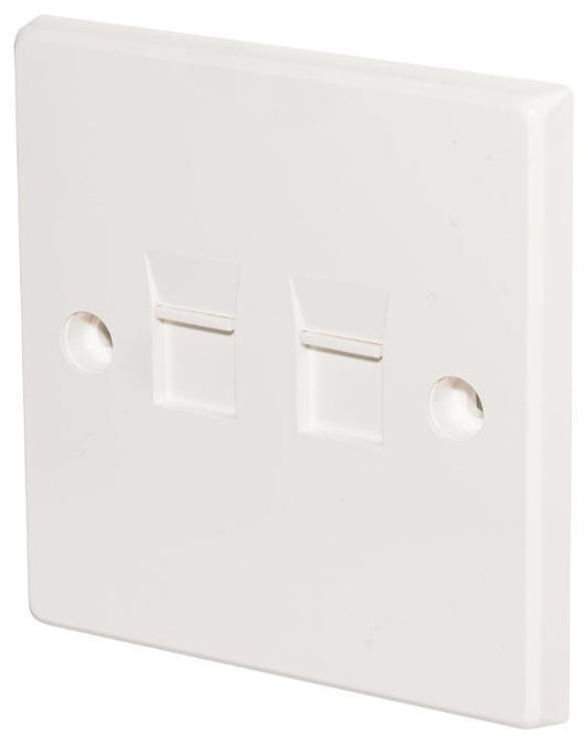 1 Gang Shuttered Faceplate for 2 Keystone Modules, White - KP-K2