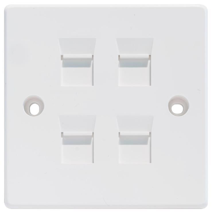 1 Gang Shuttered Faceplate for 4 Keystone Module, White - KP-K4