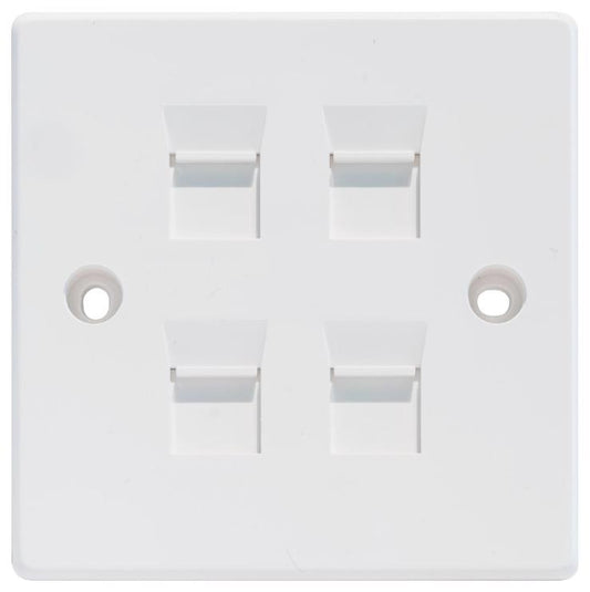 1 Gang Shuttered Faceplate for 4 Keystone Module, White - KP-K4