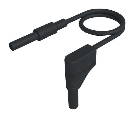 4mm Right Angled Banana Plug Test Lead, 1kV, 32A, 1m, Black - 934048100