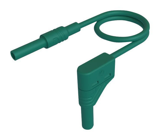 4mm Right Angled Banana Plug Test Lead, 1kV, 32A, 1m, Green - 934048104
