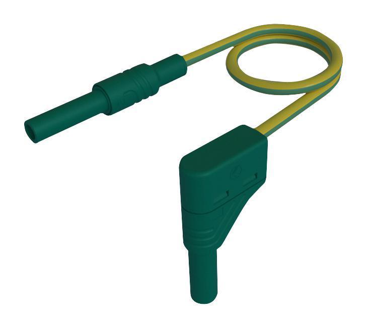 4mm Right Angled Banana Plug Test Lead, 1kV, 32A, 1m, Green/Yellow - 934048188