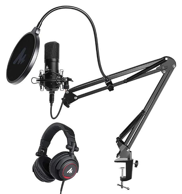 Maono USB Condenser Cardioid Microphone with Boom Arm and Headphones - AU-A04H