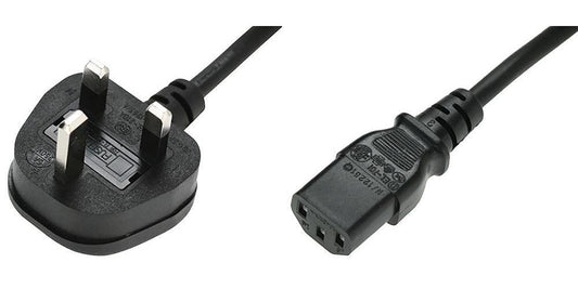 13A UK Plug to IEC C13 Mains Lead, 5A, 1.8m, Black - PC928