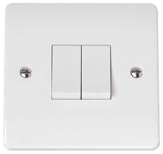 Light Switch, 2 Gang, 2 Way, 10AX, White - CMA012
