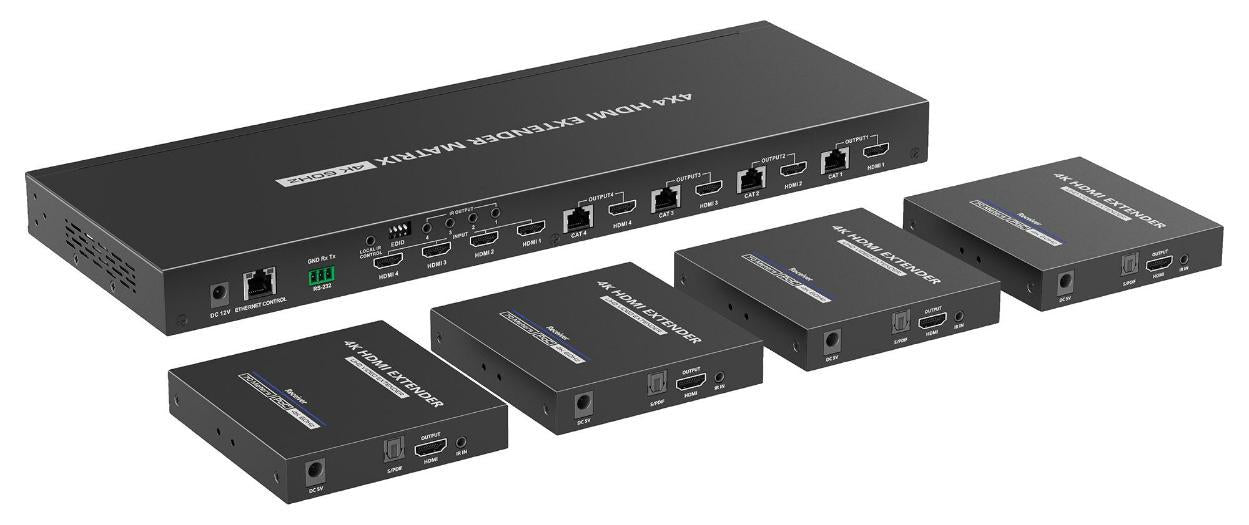 4x4 4K UHD 60Hz HDMI 2.0 Matrix Extender with IR, 70m - PSG3533