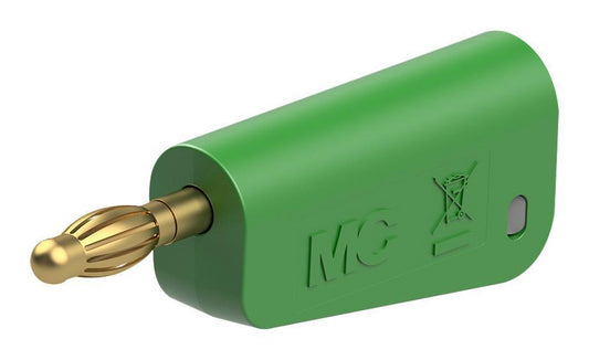 4MM PLUG, GREEN/GREY, 19A, SCREW, GOLD - 64.1041-25