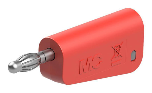 4MM PLUG, RED/GREY, 32A, SOLDER, NICKEL - 64.1042-22