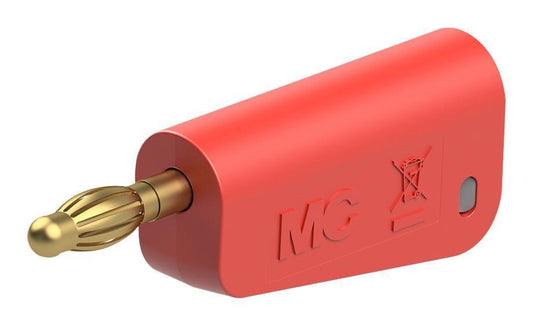 4MM PLUG, RED/GREY, 32A, SOLDER, GOLD - 64.1043-22