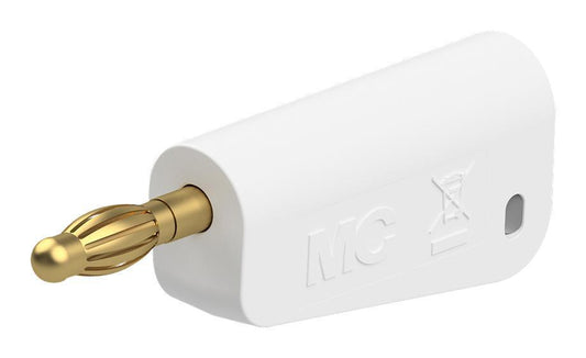 4MM PLUG, WHT/GREY, 32A, SOLDER, GOLD - 64.1043-29