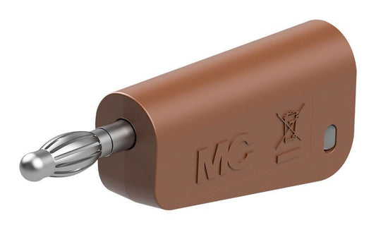 4MM PLUG, BROWN/GREY, 32A, SCREW, NICKEL - 64.1044-27