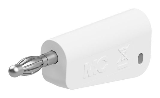 4MM PLUG, WHITE/GREY, 32A, SCREW, NICKEL - 64.1044-29